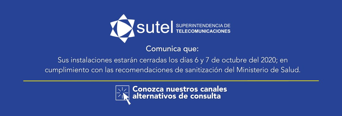 Banner instalaciones de SUTEL cerradas  por sanitización